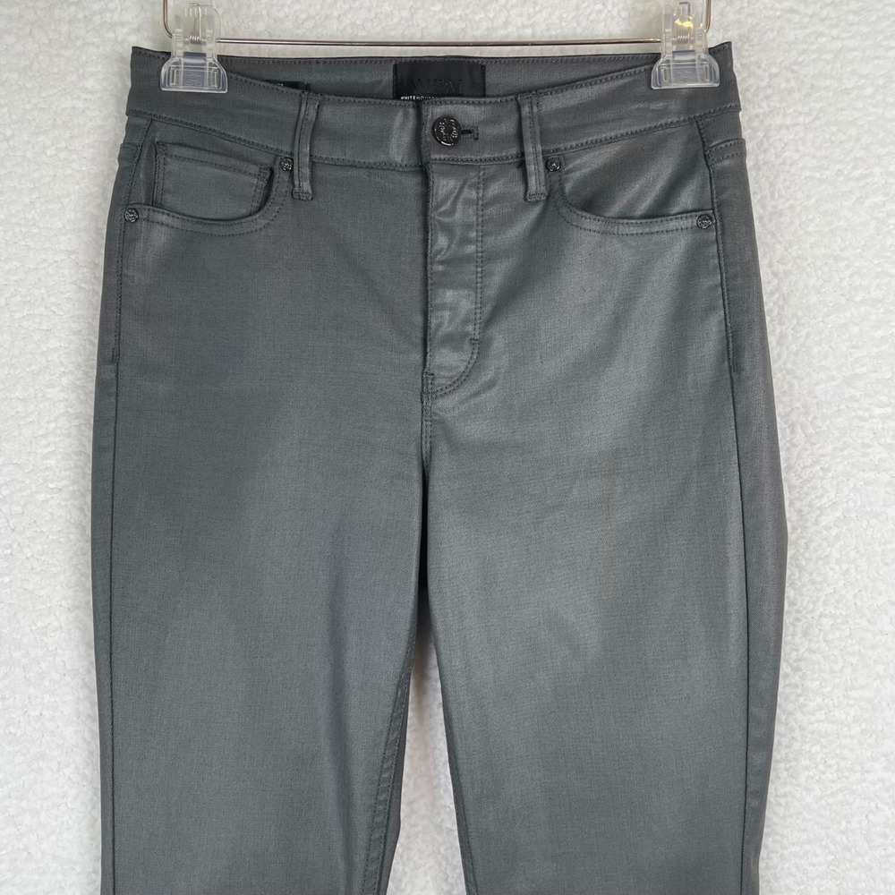 White House Black Market High Rise Skinny Coated Jeans Grey Size 4